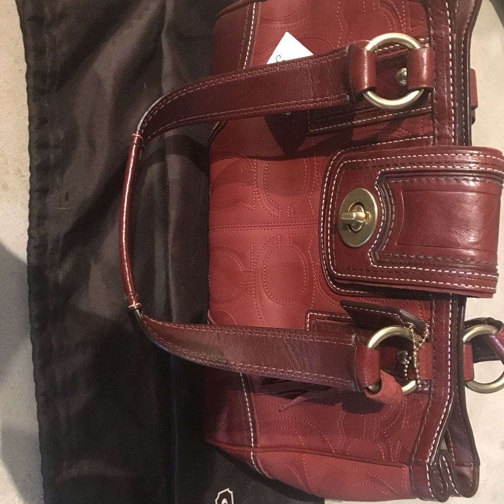 Coach Leather Handbag New with tags Burgundy Red.